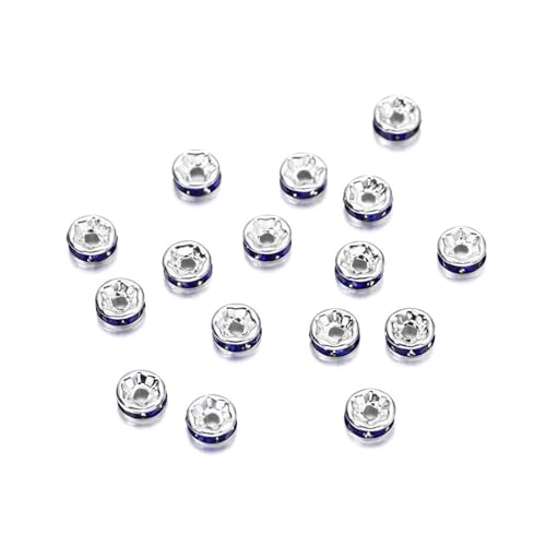 Perlen Spacer 50/100 Stück 4 6 8 10 mm Strass Rondellen Kristallperlen Lose Abstandsperlen zur DIY Schmuckherstellung Zubehör Zubehör(Blue,10mm x 50Pcs) von SMSPRY