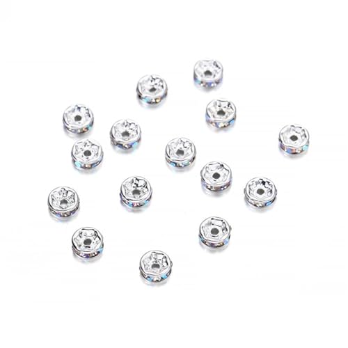 Perlen Spacer 50/100 Stück 4 6 8 10 mm Strass Rondellen Kristallperlen Lose Abstandsperlen zur DIY Schmuckherstellung Zubehör Zubehör(Magic Color,10mm x 50Pcs) von SMSPRY