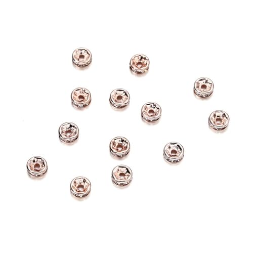 Perlen Spacer 50/100 Stück 4 6 8 10 mm Strass Rondellen Kristallperlen Lose Abstandsperlen zur DIY Schmuckherstellung Zubehör Zubehör(Rose Gold,10mm x 50Pcs) von SMSPRY