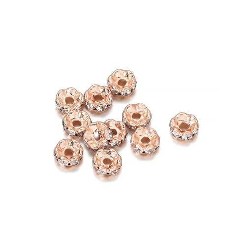 Perlen Spacer 50/100 Stück 4 6 8 10 mm Strass Rondellen Kristallperlen Lose Abstandsperlen zur DIY Schmuckherstellung Zubehör Zubehör(Rose Gold 02,10mm x 50Pcs) von SMSPRY