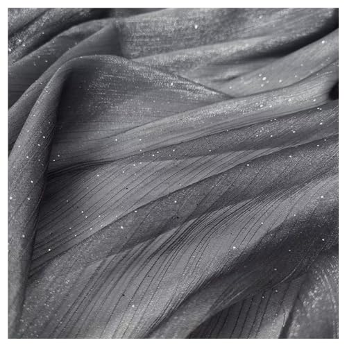 1 Yards*145CM Glitzer Organzastoff Pailletten Tüllstoff Organza Stoffe zum Nähen Meterware Leichter Glanz Dekostoff Netzstoff Durchsichtiges Chiffon Kostümstoff für DIY Kleid Gardine Hochzeit von SMTCM