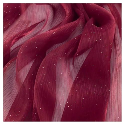 1 Yards*145CM Glitzer Organzastoff Pailletten Tüllstoff Organza Stoffe zum Nähen Meterware Leichter Glanz Dekostoff Netzstoff Durchsichtiges Chiffon Kostümstoff für DIY Kleid Gardine Hochzeit von SMTCM