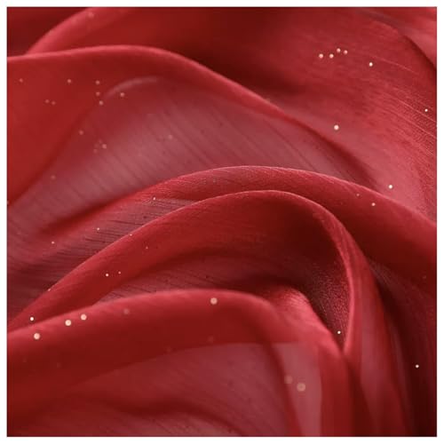 10 Yards*145CM Glitzer Organzastoff Pailletten Tüllstoff Organza Stoffe zum Nähen Meterware Leichter Glanz Dekostoff Netzstoff Durchsichtiges Chiffon Kostümstoff für DIY Kleid Gardine Hochzeit von SMTCM