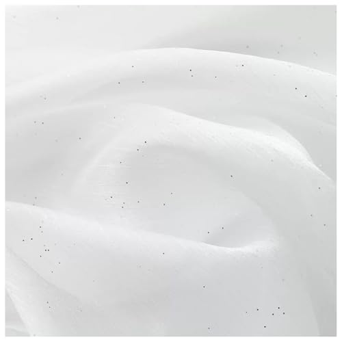 10 Yards*145CM Glitzer Organzastoff Pailletten Tüllstoff Organza Stoffe zum Nähen Meterware Leichter Glanz Dekostoff Netzstoff Durchsichtiges Chiffon Kostümstoff für DIY Kleid Gardine Hochzeit von SMTCM