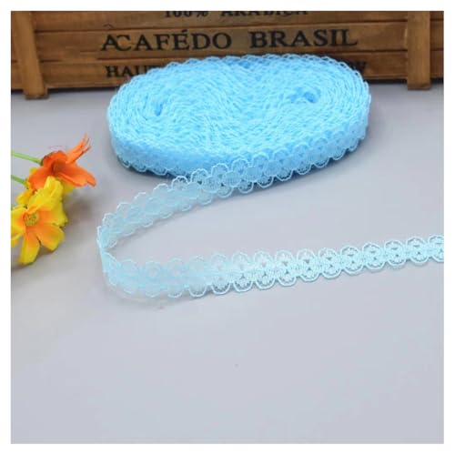 100 Yards Spitzenbordüre Spitzenband Hellblau 1.5cm Vintage Spitzenborte Geschenkband Spitze Schleifenband Blumen Stickerei Spitzenbesatz zum Nähen Lace Trim Band Spitzenstoff für Hochzeit DIY von SMTCM