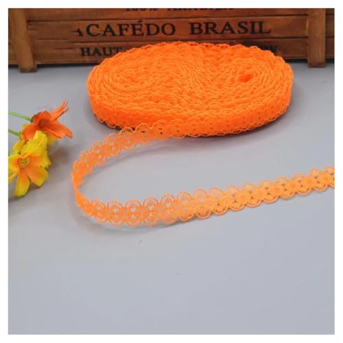 100 Yards Spitzenbordüre Spitzenband Orange 1.5cm Vintage Spitzenborte Geschenkband Spitze Schleifenband Blumen Stickerei Spitzenbesatz zum Nähen Lace Trim Band Spitzenstoff für Hochzeit DIY von SMTCM