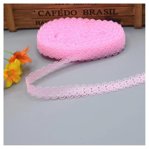 100 Yards Spitzenbordüre Spitzenband Rosa 1.5cm Vintage Spitzenborte Geschenkband Spitze Schleifenband Blumen Stickerei Spitzenbesatz zum Nähen Lace Trim Band Spitzenstoff für Hochzeit DIY von SMTCM