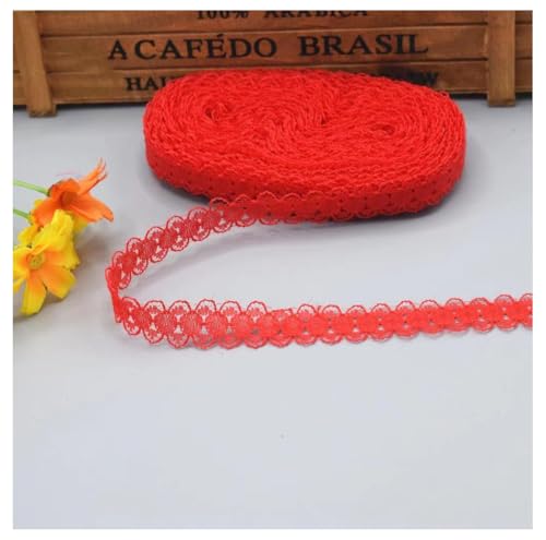 100 Yards Spitzenbordüre Spitzenband Rot 1.5cm Vintage Spitzenborte Geschenkband Spitze Schleifenband Blumen Stickerei Spitzenbesatz zum Nähen Lace Trim Band Spitzenstoff für Hochzeit DIY Deko von SMTCM