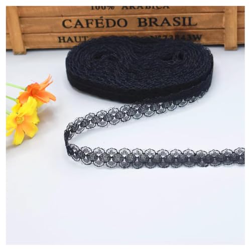 100 Yards Spitzenbordüre Spitzenband Schwarz 1.5cm Vintage Spitzenborte Geschenkband Spitze Schleifenband Blumen Stickerei Spitzenbesatz zum Nähen Lace Trim Band Spitzenstoff für Hochzeit DIY von SMTCM