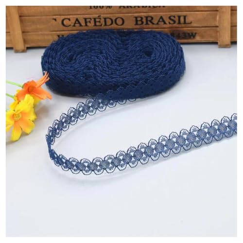 100 Yards Spitzenbordüre Spitzenband Tiefblau 1.5cm Vintage Spitzenborte Geschenkband Spitze Schleifenband Blumen Stickerei Spitzenbesatz zum Nähen Lace Trim Band Spitzenstoff für Hochzeit DIY von SMTCM