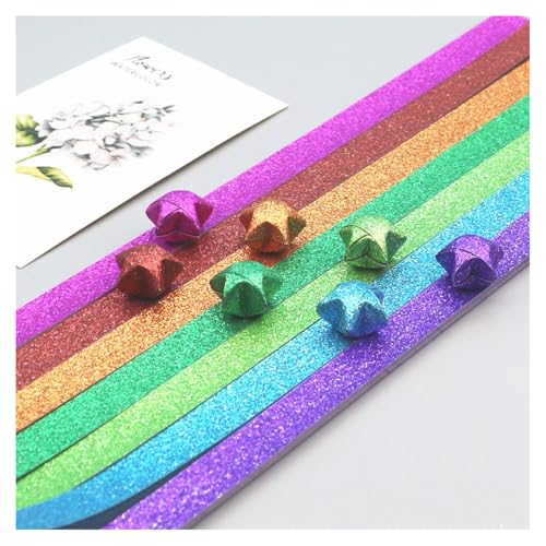 1040 STK Origami Stern Papierstreifen Farbverlauf Doppelseitiges Sternpapier Bunte Bastelpapier Streifen Glücksstern Falten Origamipapier Star Paper Strips Faltpapier für DIY Handwerk(L:24CM) von SMTCM