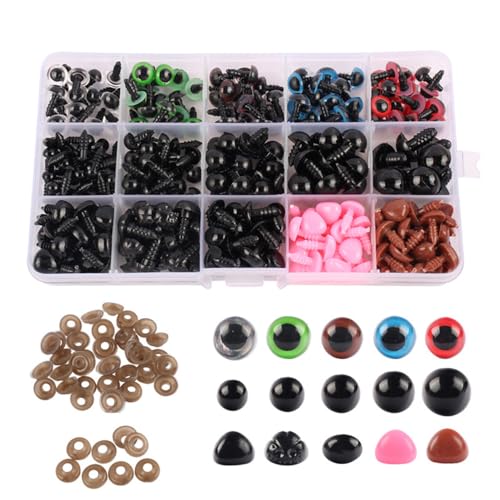 1120 Pcs Farbig Puppenaugen Kunststoff Sicherheitsaugen und Nasen mit Unterlegscheiben Teddyaugen zum Annähen Knopfaugen Häkeltiere Safety Eyes Bastelaugen für Puppe Plüschtier Teddybär(6-14mm) von SMTCM