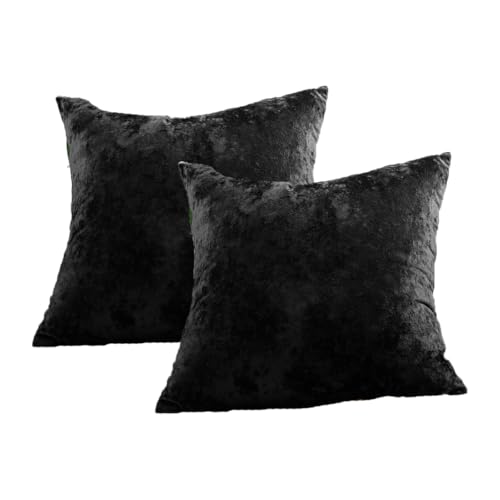 2 Stück Schwarz Kissenbezug Samt Wurfkissenbezug 40 * 40cm Zierkissenbezug Samtstoff Bunte Velvet Kissenhülle Sofakissenbezug Weichen Weihnachten Deko Kissen Abdeckung für Schlafzimmer Couch von SMTCM