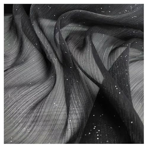 2 Yards*145CM Glitzer Organzastoff Pailletten Tüllstoff Organza Stoffe zum Nähen Meterware Leichter Glanz Dekostoff Netzstoff Durchsichtiges Chiffon Kostümstoff für DIY Kleid Gardine Hochzeit von SMTCM