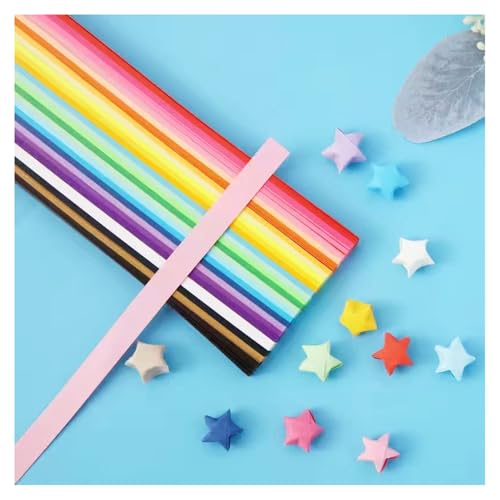 2060 STK Origami Stern Papierstreifen Farbverlauf Doppelseitiges Sternpapier Bunte Bastelpapier Streifen Glücksstern Falten Origamipapier Star Paper Strips Faltpapier für DIY Handwerk(L:24CM) von SMTCM