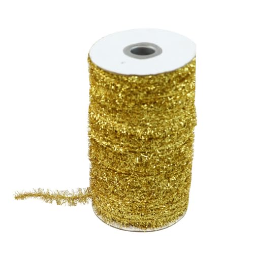 25 Yard Weihnachten Lametta Band Gelb Metallisch Dünne Lametta Girlande Mini Glitzer Geschenkband Künstlicher Kranz Chenilledraht Biegeplüsch Weihnachtsdeko Lametta für Hochzeit Party(3 Strang) von SMTCM