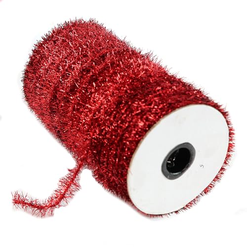 25 Yard Weihnachten Lametta Band Rot Metallisch Dünne Lametta Girlande Mini Glitzer Geschenkband Künstlicher Kranz Chenilledraht Biegeplüsch Weihnachtsdeko Lametta für Hochzeit Party(3 Strang) von SMTCM