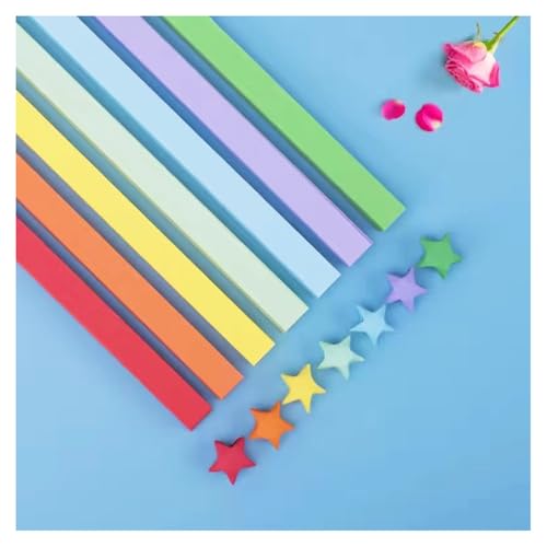 2660 STK Origami Stern Papierstreifen Farbverlauf Doppelseitiges Sternpapier Bunte Bastelpapier Streifen Glücksstern Falten Origamipapier Star Paper Strips Faltpapier für DIY Handwerk(L:24CM) von SMTCM