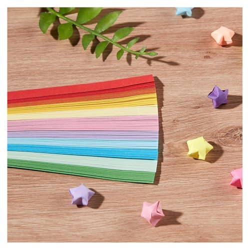 2700 STK Origami Stern Papierstreifen Farbverlauf Doppelseitiges Sternpapier Bunte Bastelpapier Streifen Glücksstern Falten Origamipapier Star Paper Strips Faltpapier für DIY Handwerk(L:24CM) von SMTCM