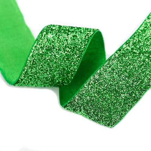 3 Roll 1.2CM*22.5M Glitter Samtband Metallisches Samt Weihnachtsband Einseitiges Glitzerband Geschenkband Schleifenband Dekoband Goldenes Polyester Samtborte für Hochzeit DIY Nähen Verpackung von SMTCM