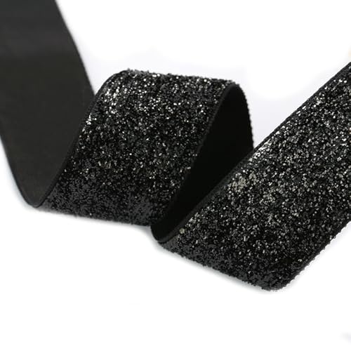 3 Roll 1.2CM*22.5M Glitter Samtband Metallisches Samt Weihnachtsband Einseitiges Glitzerband Geschenkband Schleifenband Dekoband Goldenes Polyester Samtborte für Hochzeit DIY Nähen Verpackung von SMTCM