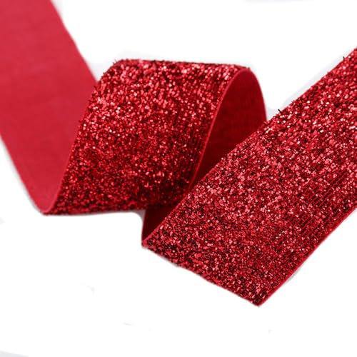 3 Roll 1CM*22.5M Glitter Samtband Metallisches Samt Weihnachtsband Einseitiges Glitzerband Geschenkband Schleifenband Dekoband Goldenes Polyester Samtborte für Hochzeit DIY Nähen Verpackung von SMTCM