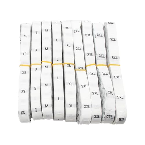 4 Roll Größenetikett Kleidung Bestickte Etiketten Größen Tags XS-8XL Size Label zum Nähen Kind Kleidungsgrößen Größenaufkleber Stoffetiketten Größenschilder Größenbänder für Shirt 500Stk/Roll von SMTCM