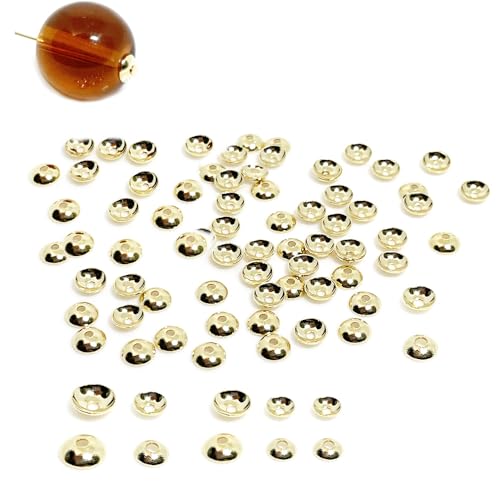 500 Stück Perlenkappen Gold 3mm Metall Abstandskappen Halbrunde Abstandshalter Perlen Endkappen Zwischenperlen Kappen Schmuck Metallperlen Bead Caps Schmuckzubehör Spacer für Armband Halskette von SMTCM