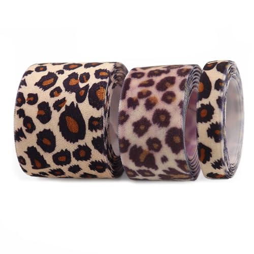 SMTCM 1 Roll Samtband Leopard 25mm*10 Yards Ripsband mit Leopardenmuster Tierdruck Stoffbänder Geschenkband Schleifenband Leopardn Fleece Band Velvet Ribbon Leopardband für DIY Basteln Verpackung von SMTCM