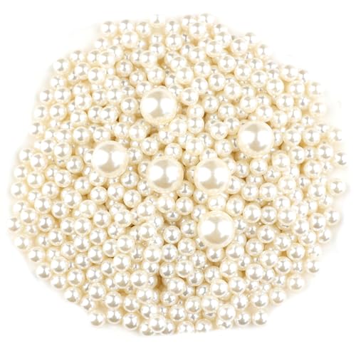 SMTCM 1900 Pcs(500g) Perlen zum Basteln 8mm Beige Kunstperlen Runde Lose Perlen mit Loch zum Auffädeln Acrylperlen Dekoperlen Bastelperlen für Armbänder Schmuckherstellung DIY Handwerk Vasenfüller von SMTCM