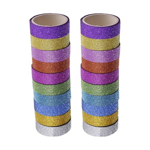 SMTCM 20 Rollen Washi Tape Set Glitzer Klebeband 15mm*3m Buntes Abdeckband Glitzerband Selbstklebend Geschenkband Washi Masking Tape Dekorative Klebeband Papier Dekoband für Scrapbooking Album DIY von SMTCM