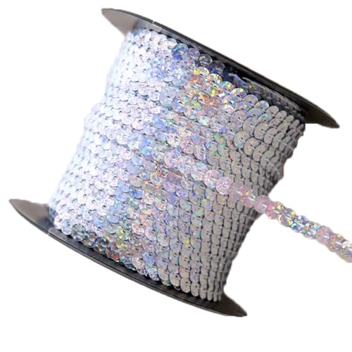 SMTCM 90m/Roll Pailletten Rolle 6mm Paillettenborte Flach Glitzerband Bunte Paillettenbänd Pailletten Trim Paillettenbesatz Paillettenstreifen Bling Spitzenbesatz für DIY Basteln Nähen Kleid Schmuck von SMTCM