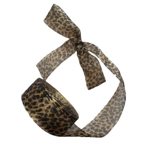 SMTCM Leopardenbänder Rollen 2.5-4cm Leopardenmuster Weich Organzaband Dekoband Geschenkband Leopard Schleifenband zum Basteln klassisches Retro-Band Für Blumenbänder Haarbänder Party Deko Zubehör von SMTCM