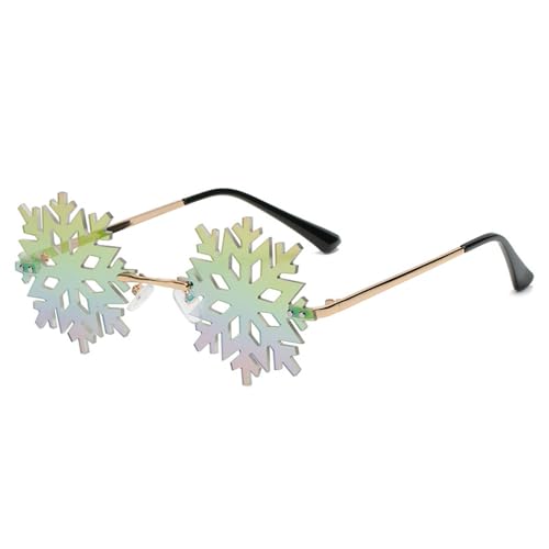 SMTCM Weihnachtsbrille Schneeflocke Sonnenbrille Randlose Unregelmäßige Bunt Spaß Partybrille Snowflake Form Strandbrille Punk Hipster Neuheit Brille Augenschutzbrille für Herren Damen Rave Party von SMTCM