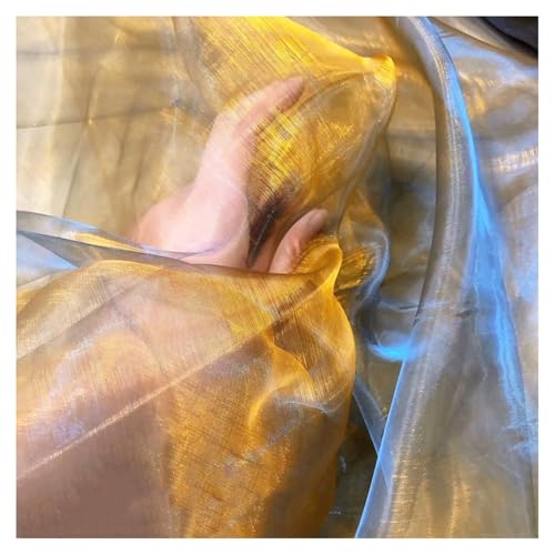 Schillernder Organzastoff Gold 6m*150cm Gradient Organza Spitzenstoff Magisch Glänzend Stoffband Bunt transparenter Stoffe zum Nähen Tüllstoff Dekostoff für DIY Kostüm Hintergrund Hochzeit von SMTCM