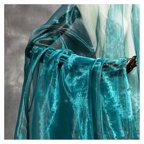 Schillernder Organzastoff Pfauenblau 10m*150cm Gradient Organza Spitzenstoff Magisch Glänzend Stoffband Bunt transparenter Stoffe zum Nähen Tüllstoff Dekostoff für DIY Basteln Kostüm Hochzeit von SMTCM