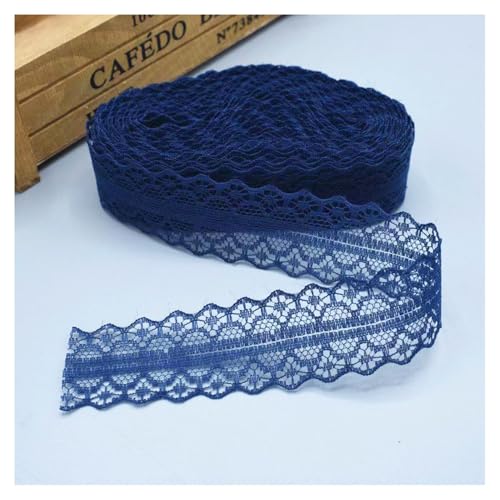 Spitzenband Spitzenbordüre Dunkelblau 150Yards*3cm Vintage Spitzenbesatz Geschenkband Spitze Schleifenband Zierspitze Lace Trim Band Spitzenborte zum Nähen Dekobänd für Hochzeit DIY Verpackungen von SMTCM