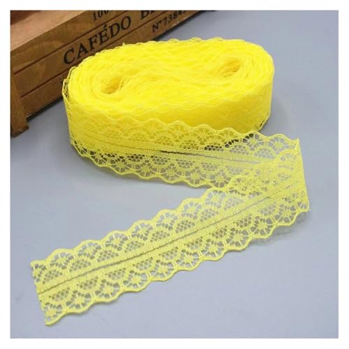 Spitzenband Spitzenbordüre Gelb 100Yards*3cm Vintage Spitzenbesatz Geschenkband Spitze Schleifenband Zierspitze Lace Trim Band Spitzenborte zum Nähen Dekobänd für Hochzeit DIY Verpackungen von SMTCM