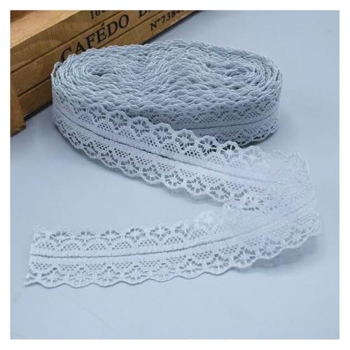 Spitzenband Spitzenbordüre Hellgrau 150Yards*3cm Vintage Spitzenbesatz Geschenkband Spitze Schleifenband Zierspitze Lace Trim Band Spitzenborte zum Nähen Dekobänd für Hochzeit DIY Verpackungen von SMTCM