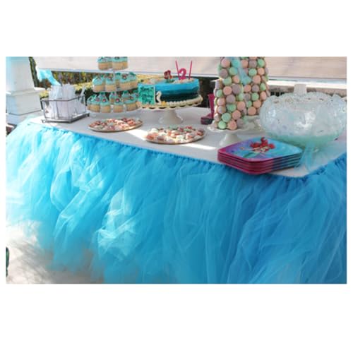 Tütü Tischröcke Tüll Tischdecke Blau 100 * 80cm Tischdekoration Tutu Bunt Romantische Tüll Schreibtisch Gaze Babyparty Tischtücher Tischabdeckung Table Skirt für Taufe Hochzeit Geburtstag Party von SMTCM