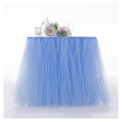 Tütü Tischröcke Tüll Tischdecke Blau1# 100 * 80cm Tischdekoration Tutu Bunt Romantische Tüll Schreibtisch Gaze Babyparty Tischtücher Tischabdeckung Table Skirt für Taufe Hochzeit Geburtstag Party von SMTCM