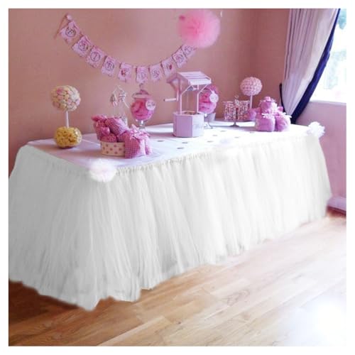 Tütü Tischröcke Tüll Tischdecke Elfenbein 100 * 80cm Tischdekoration Tutu Bunt Romantische Tüll Schreibtisch Gaze Babyparty Tischtücher Tischabdeckung Table Skirt für Taufe Hochzeit Geburtstag von SMTCM