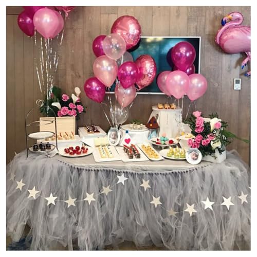 Tütü Tischröcke Tüll Tischdecke Grau 100 * 80cm Tischdekoration Tutu Bunt Romantische Tüll Schreibtisch Gaze Babyparty Tischtücher Tischabdeckung Table Skirt für Taufe Hochzeit Geburtstag Party von SMTCM