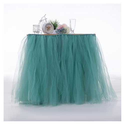 Tütü Tischröcke Tüll Tischdecke Grün 100 * 80cm Tischdekoration Tutu Bunt Romantische Tüll Schreibtisch Gaze Babyparty Tischtücher Tischabdeckung Table Skirt für Taufe Hochzeit Geburtstag Party von SMTCM