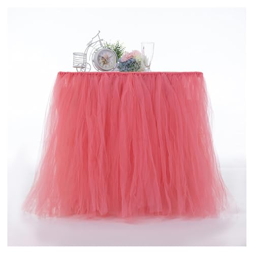 Tütü Tischröcke Tüll Tischdecke Hellrot1# 100 * 80cm Tischdekoration Tutu Bunt Romantische Tüll Schreibtisch Gaze Babyparty Tischtücher Tischabdeckung Table Skirt für Taufe Hochzeit Geburtstag von SMTCM