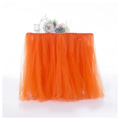 Tütü Tischröcke Tüll Tischdecke Orange 100 * 80cm Tischdekoration Tutu Bunt Romantische Tüll Schreibtisch Gaze Babyparty Tischtücher Tischabdeckung Table Skirt für Taufe Hochzeit Geburtstag Party von SMTCM