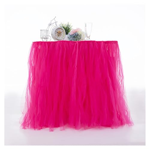 Tütü Tischröcke Tüll Tischdecke Rosarot 100 * 80cm Tischdekoration Tutu Bunt Romantische Tüll Schreibtisch Gaze Babyparty Tischtücher Tischabdeckung Table Skirt für Taufe Hochzeit Geburtstag Party von SMTCM