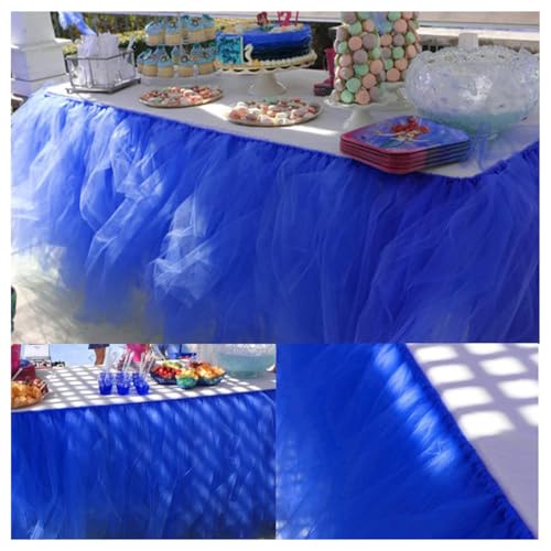 Tütü Tischröcke Tüll Tischdecke Saphirblau 100 * 80cm Tischdekoration Tutu Bunt Romantische Tüll Schreibtisch Gaze Babyparty Tischtücher Tischabdeckung Table Skirt für Taufe Hochzeit Geburtstag von SMTCM