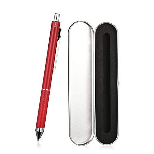 SMTTW 4-in-1 Kugelschreiber & Bleistift, Multifunktionsstift mehrfarbig, Kugelschreiber 3 Kugelschreiber-Minen in schwarz, rot, blau und Bleistift-Mine für Büro, Office, Schule und Geschenk-Rot von SMTTW