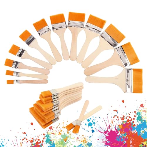 Breit Flachpinsel Set, 12 Stück Holz Pinsel, Ölfarben Bürste Breiter Acryl Flachpinsel für Ölgemälde Aquarell Kunst Malvorlage Projekt DIY-Handwerk(12 Größen) von SMYJDMM